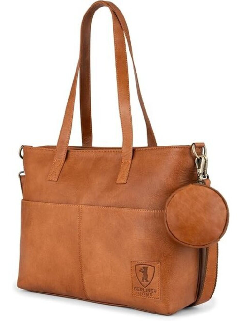 BERLINER BAGS Vintage Genuine Leather Handbag, Large Tote Bags, Computer Bag